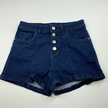 Load image into Gallery viewer, Girls 1964 Denim Co, dark stretch denim shorts, W: 31cm across, EUC, size 14,  