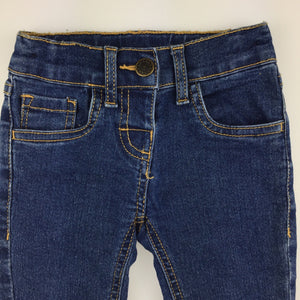 Girls H&T, blue stretch denim jeans, adjustable, EUC, size 1