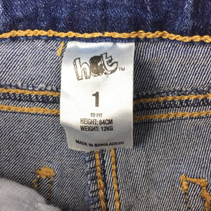 Girls H&T, blue stretch denim jeans, adjustable, EUC, size 1