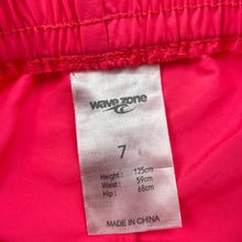 Load image into Gallery viewer, Girls Wave Zone, lightweight board shorts, elasticated, EUC, size 7,  