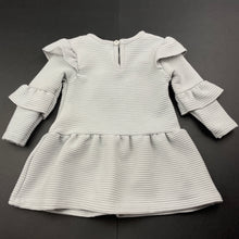 Load image into Gallery viewer, Girls KIDDING AROUND, grey ribbed long sleeve dress, EUC, size 000, L: 35cm