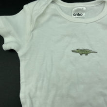 Load image into Gallery viewer, Boys Anko, white cotton bodysuit / romper, crocodile, FUC, size 0,  