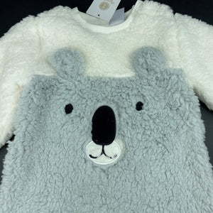 unisex Dymples, thick fleece romper, koala, NEW, size 0,  