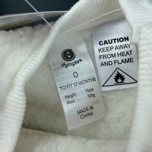 unisex Dymples, thick fleece romper, koala, NEW, size 0,  
