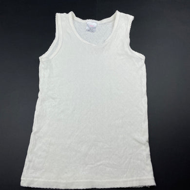 Girls Mango, cream pointelle cotton singlet top, EUC, size 10,  