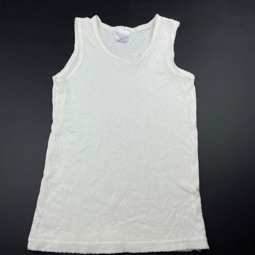 Girls Mango, cream pointelle cotton singlet top, EUC, size 10,  