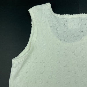 Girls Mango, cream pointelle cotton singlet top, EUC, size 10,  