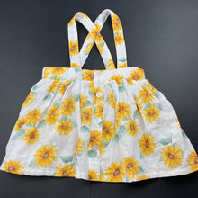Load image into Gallery viewer, Girls Baby Baby, lightweight cotton suspender skirt, elasticated, sunflowers, EUC, size 0,  