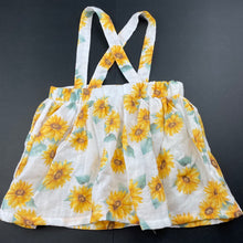 Load image into Gallery viewer, Girls Baby Baby, lightweight cotton suspender skirt, elasticated, sunflowers, EUC, size 0,  