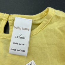 Load image into Gallery viewer, Girls Baby Baby, yellow cottonn t-shirt / top, NEW, size 0,  