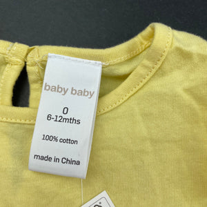 Girls Baby Baby, yellow cottonn t-shirt / top, NEW, size 0,  