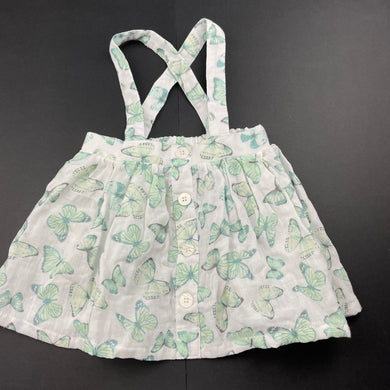 Girls Baby Baby, lightweight cotton suspender skirt, elasticated, butterflies, EUC, size 0,  