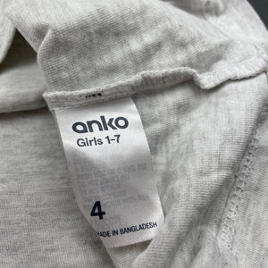 Girls Anko, grey marle singlet / tank top, GUC, size 4,  