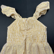 Load image into Gallery viewer, Girls Mango, metallic gold stripe lightweight party dress, EUC, size 6, L: 72cm