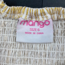 Load image into Gallery viewer, Girls Mango, metallic gold stripe lightweight party dress, EUC, size 6, L: 72cm