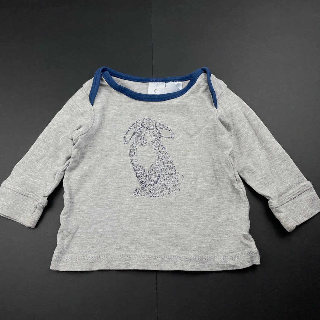 Boys Target, long sleeve pyjama top, rabbit, GUC, size 0,  
