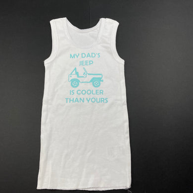 unisex Anko, white cotton singlet top, jeep, EUC, size 0,  