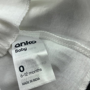 unisex Anko, white cotton singlet top, jeep, EUC, size 0,  