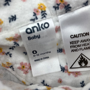 Girls Anko, floral flannelette pyjama top, GUC, size 0,  
