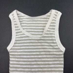 unisex Anko, grey stripe cotton singlet top, GUC, size 000,  