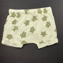 Load image into Gallery viewer, unisex Baby Berry, green cotton shorts, elasticated, turtles, EUC, size 0,  