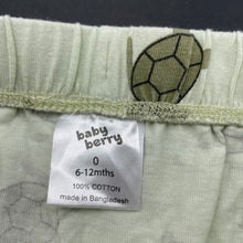Load image into Gallery viewer, unisex Baby Berry, green cotton shorts, elasticated, turtles, EUC, size 0,  
