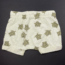 Load image into Gallery viewer, unisex Baby Berry, green cotton shorts, elasticated, turtles, EUC, size 0,  