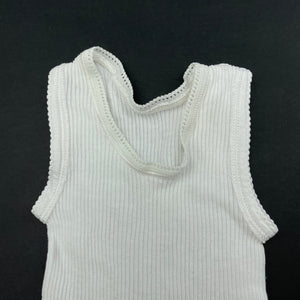 unisex Bonds, white ribbed cotton singlet top, FUC, size 0000,  