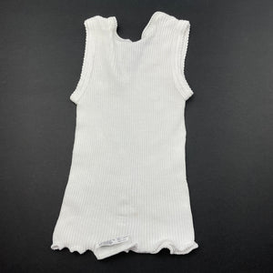 unisex Bonds, white ribbed cotton singlet top, FUC, size 0000,  