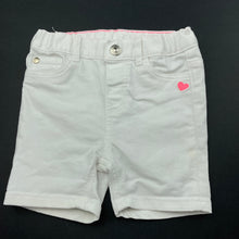 Load image into Gallery viewer, Girls H&amp;M, white stretch denim shorts, adjustable, EUC, size 0,  