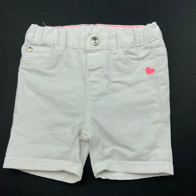 Girls H&M, white stretch denim shorts, adjustable, EUC, size 0,  
