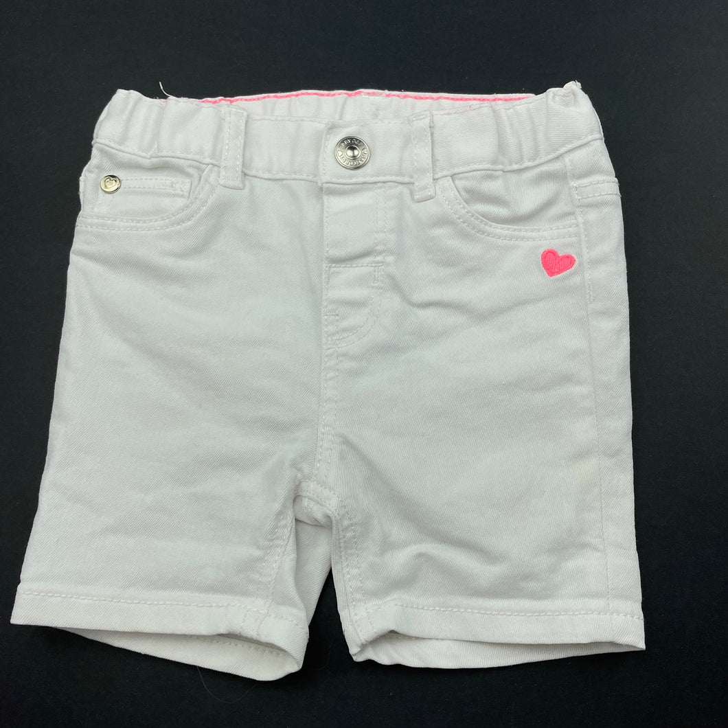 Girls H&M, white stretch denim shorts, adjustable, EUC, size 0,  