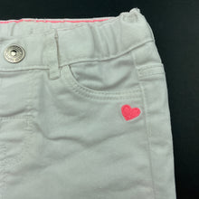 Load image into Gallery viewer, Girls H&amp;M, white stretch denim shorts, adjustable, EUC, size 0,  