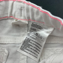 Load image into Gallery viewer, Girls H&amp;M, white stretch denim shorts, adjustable, EUC, size 0,  