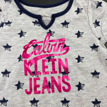 Load image into Gallery viewer, Girls Calvin Klein, grey &amp; navy tunic top, L: 40cm, GUC, size 3,  