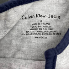 Load image into Gallery viewer, Girls Calvin Klein, grey &amp; navy tunic top, L: 40cm, GUC, size 3,  
