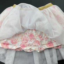 Load image into Gallery viewer, Girls Mini Moi, floral cotton lined tulle skirt, elasticated, L: 27cm, GUC, size 2,  