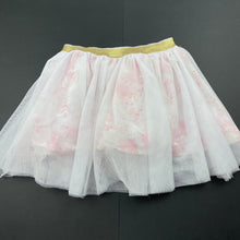 Load image into Gallery viewer, Girls Mini Moi, floral cotton lined tulle skirt, elasticated, L: 27cm, GUC, size 2,  