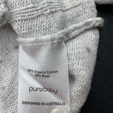 Load image into Gallery viewer, unisex purebaby, organic cotton / wool knitted hooded cardigan, GUC, size 00,  