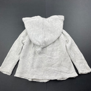 unisex purebaby, organic cotton / wool knitted hooded cardigan, GUC, size 00,  