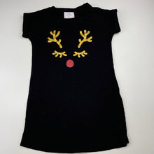 Load image into Gallery viewer, Girls Mango, black cotton casual Christmas dress, EUC, size 7, L: 55cm