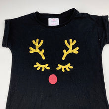 Load image into Gallery viewer, Girls Mango, black cotton casual Christmas dress, EUC, size 7, L: 55cm