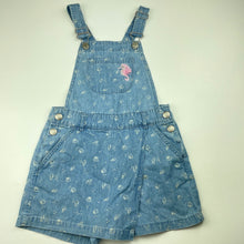 Load image into Gallery viewer, Girls Target, chambray cotton overalls / shortalls, seahorse, EUC, size 6,  