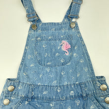 Load image into Gallery viewer, Girls Target, chambray cotton overalls / shortalls, seahorse, EUC, size 6,  