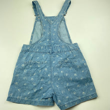 Load image into Gallery viewer, Girls Target, chambray cotton overalls / shortalls, seahorse, EUC, size 6,  