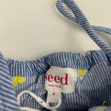 Load image into Gallery viewer, Girls Seed, embroidered cotton summer playsuit, GUC, size 4,  