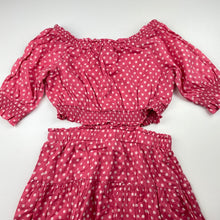 Load image into Gallery viewer, Girls Mango, lined lightweight cotton cut-out party dress, EUC, size 8, L: 78cm