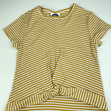 Load image into Gallery viewer, Girls Eve Girl, stretchy mustard &amp; white stripe casual dress, EUC, size 10, L: 63cm
