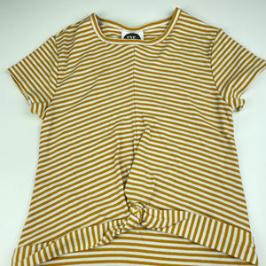 Girls Eve Girl, stretchy mustard & white stripe casual dress, EUC, size 10, L: 63cm