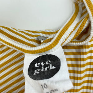 Girls Eve Girl, stretchy mustard & white stripe casual dress, EUC, size 10, L: 63cm